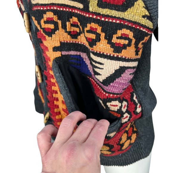 Vintage Leather & Kilim Product by SAO Wool Jacket Sz Large Unisex - Picture 8 of 11